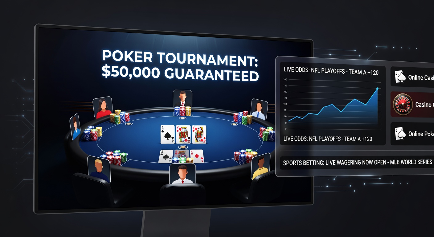 Composite view of horse racing odds boards next to live poker tournament tables and bingo interfaces