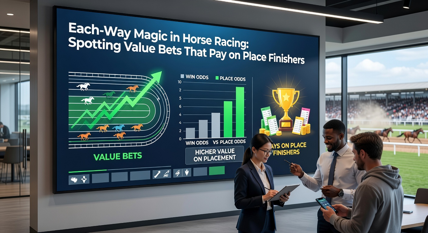 Close-up of a horse crossing the finish line in third place, with the crowd cheering and tote board showing each-way dividends