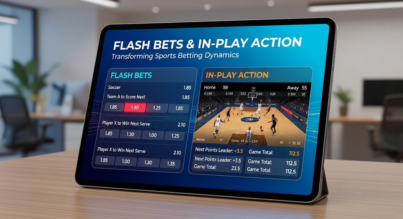 Close-up of a bettor's phone screen displaying multiple flash bet options during a live NBA game, with odds shifting rapidly for the next shot attempt