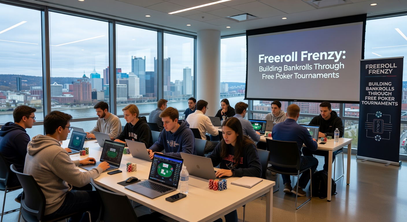 A bankroll chart illustrating steady growth from consistent freeroll wins over months of play