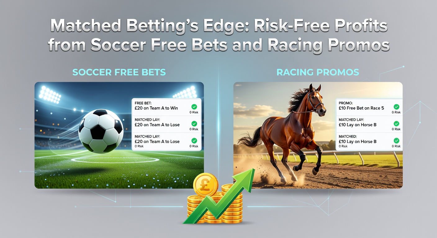 A digital screen displaying soccer match odds alongside a betting exchange interface, illustrating matched betting setups for free bet offers
