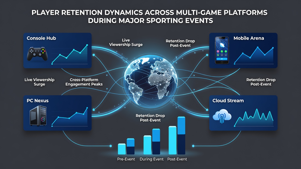 Analytics graph comparing retention rates before, during and after major sporting events