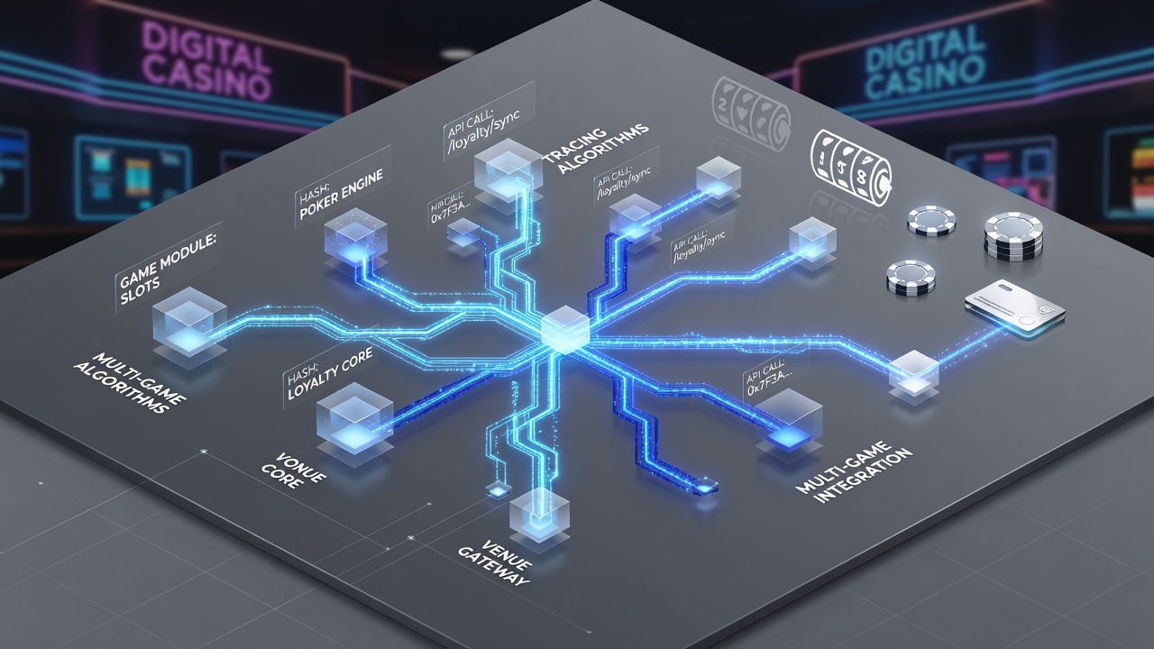 Diagram showing data flow through loyalty algorithm components in digital casino systems