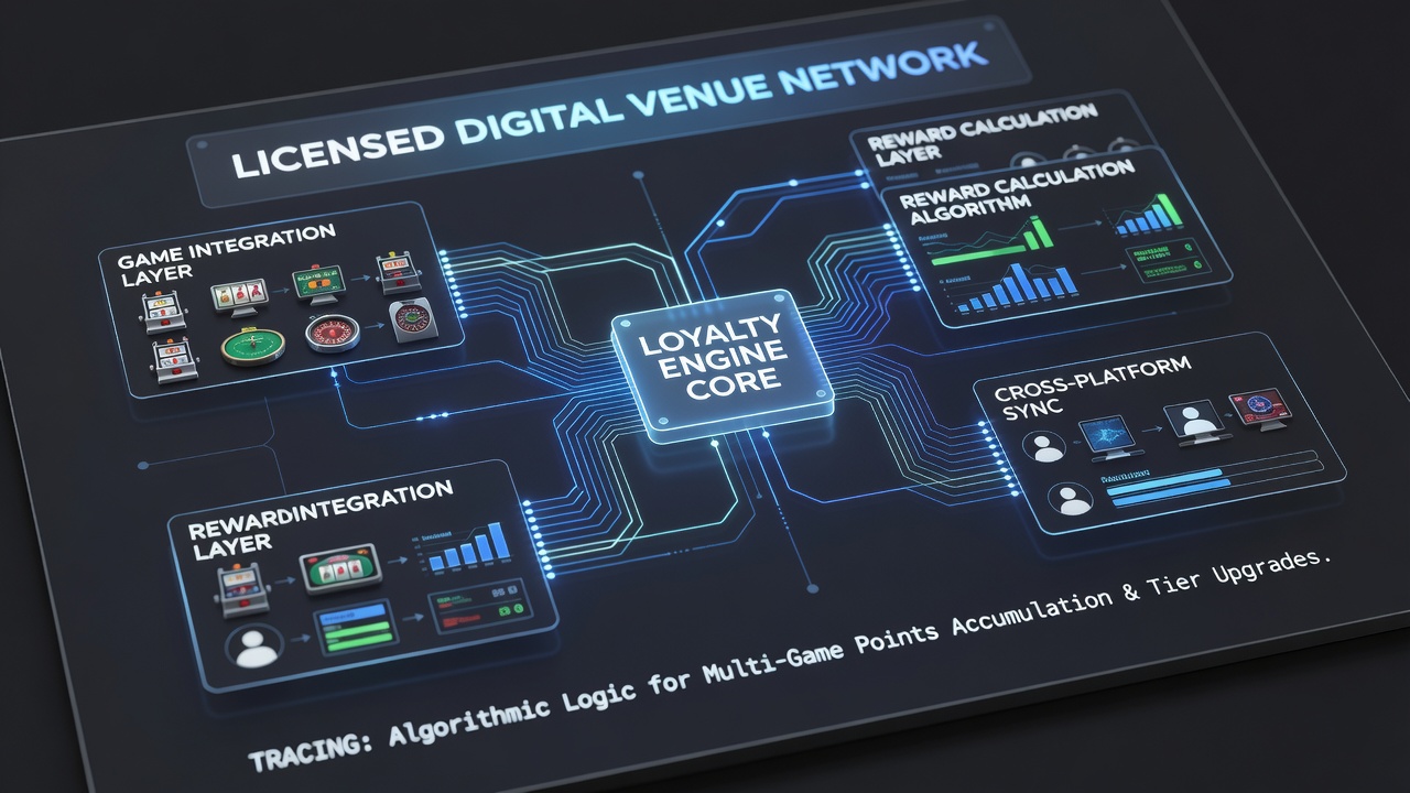 Flowchart of cross-game data integration in licensed loyalty platforms
