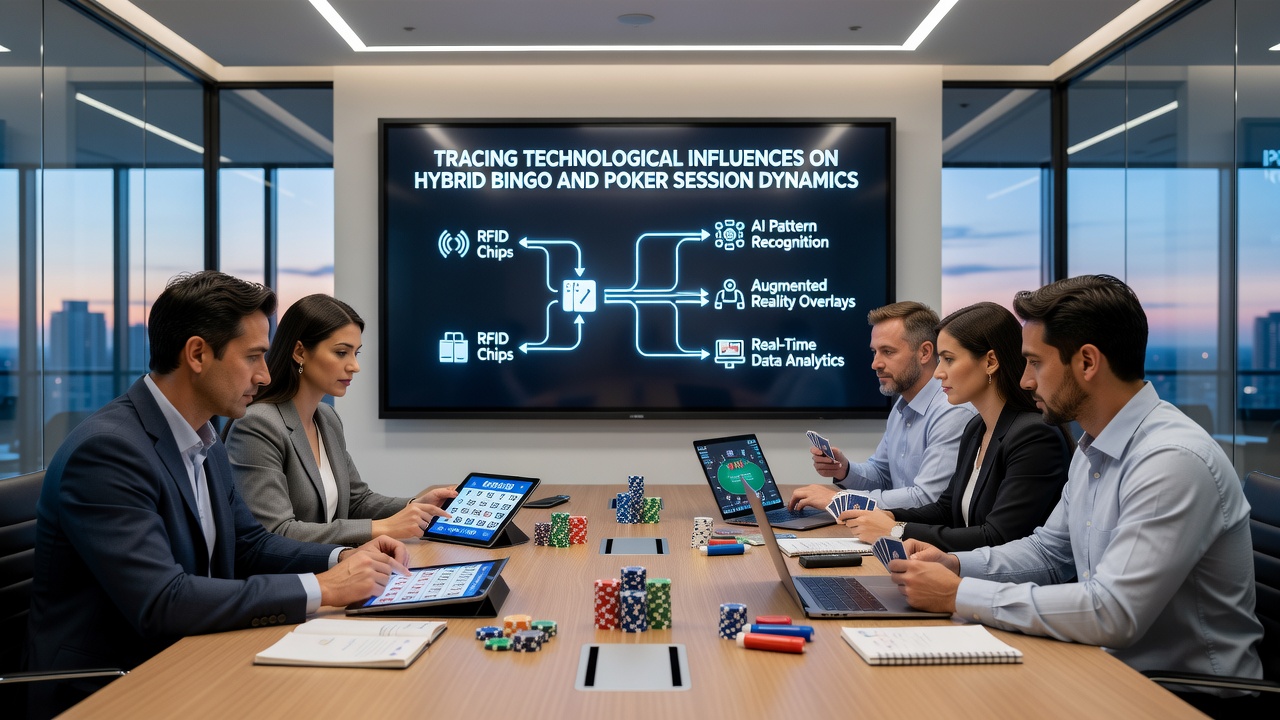 Players engaging with hybrid bingo and poker interfaces on multiple devices showing real-time updates